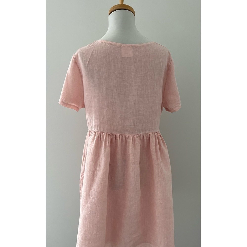Jillian Harris x Priv Hamptons 100% Linen Blush Babydoll Dress L - Picture 3 of 10